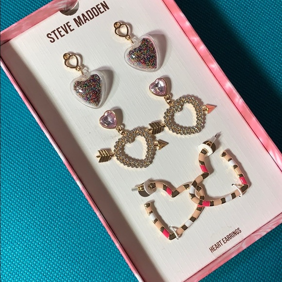 Steve Madden Heart Earrings Boxed Set